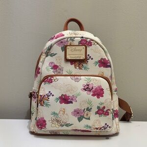 Loungefly Disney Princess Cream Floral Backpack with brown straps